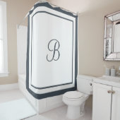 Rideaux De Douche Élégante bordure en ardoise foncée Script Monogram (En situation)
