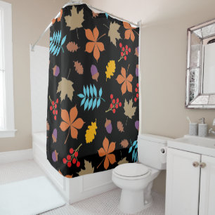 Rideaux De Douche Élégante Brown Feuilles d'automne rouge Motif