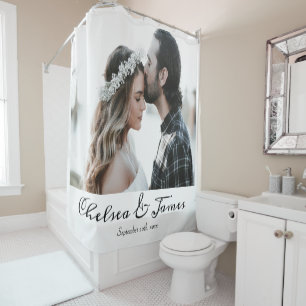 Rideaux De Douche Élégante Calligraphie Photo personnalisée