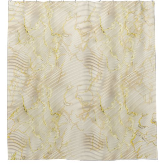Rideaux De Douche Elégante Crème Ripple & Or (Devant)