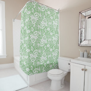 RIDEAUX DE DOUCHE ÉLÉGANTE DOUCHE EN LACE VERTE ET BLANCHE SAGE CURT
