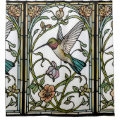 Rideaux De Douche Élégante illustration de colibri botanique boho ch (Devant)