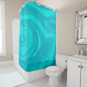 Rideaux De Douche Élégante oeuvre de marbre Turquoise liquide Abstra