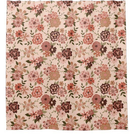 Rideaux De Douche Elégante Pêche Florale (Devant)