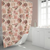 Rideaux De Douche Elégante Pêche Florale