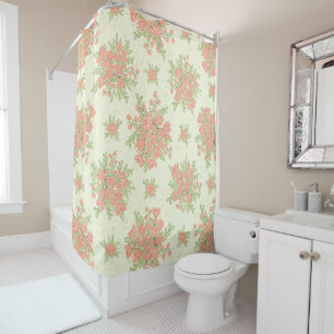 Rideaux De Douche Elégante Pêche Orange Floral