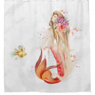 Rideaux De Douche *~* Élégante Sirène Florale Poisson Beau Simple