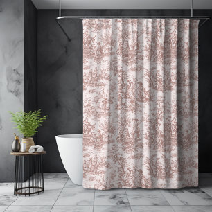 Rideaux De Douche Élégante Toile de Jouy Marron Clair Vintage