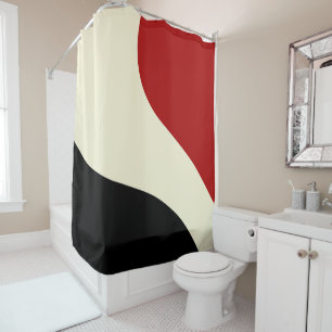 Rideaux De Douche Elégante vague minimale en rouge, noir et crème
