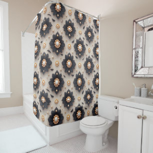 Rideaux De Douche Élégantes embellissements de fleurs noires avec pe