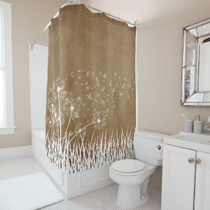 Rideaux De Douche Élégants pissenlits blancs Vintages en vent