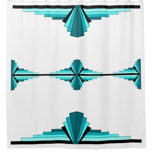Rideaux De Douche Éléments Art déco en vert turquoise (Devant)