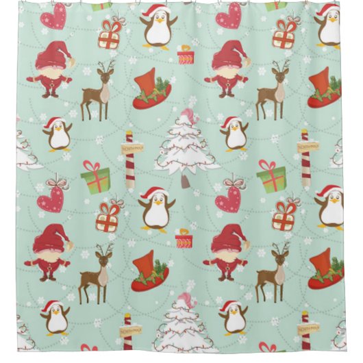 Rideaux De Douche Éléments de Noël Elfes rennes (Devant)