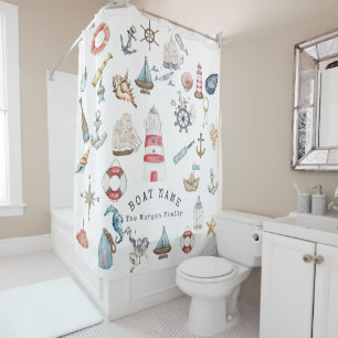 Rideaux De Douche Éléments nautiques à l'aquarelle Marin
