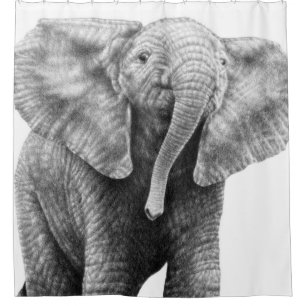 Rideaux De Douche Éléphant africain de bébé