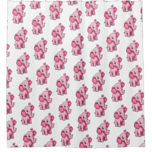 Rideaux De Douche Eléphant Bébé Rose Cute Avec Amour
