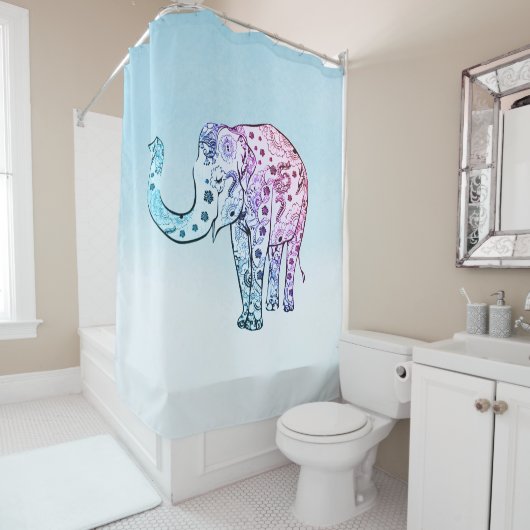 Rideaux De Douche Eléphant Cute Paisley (En situation)