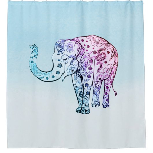Rideaux De Douche Eléphant Cute Paisley (Devant)