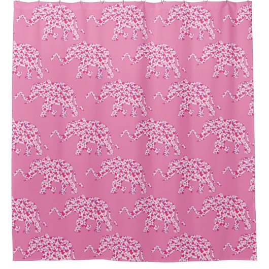 Rideaux De Douche Elephant dans les coeurs roses (Devant)