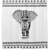 Rideaux De Douche Éléphant de Bohème noir et blanc (Devant)