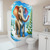 Rideaux De Douche Eléphant de dessin (En situation)