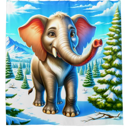 Rideaux De Douche Eléphant de dessin (Devant)