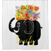 Rideaux De Douche Éléphant et fleurs (Devant)