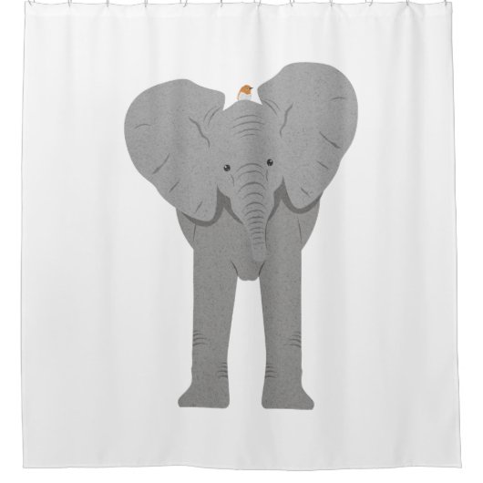 Rideaux De Douche éléphant et oiseau (Devant)