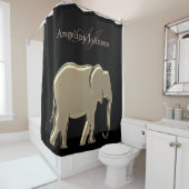 Rideaux De Douche Eléphant Golden Noir Monogramme Élégant Luxueux (En situation)