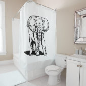Rideaux De Douche Eléphant Noir Et Blancs (En situation)