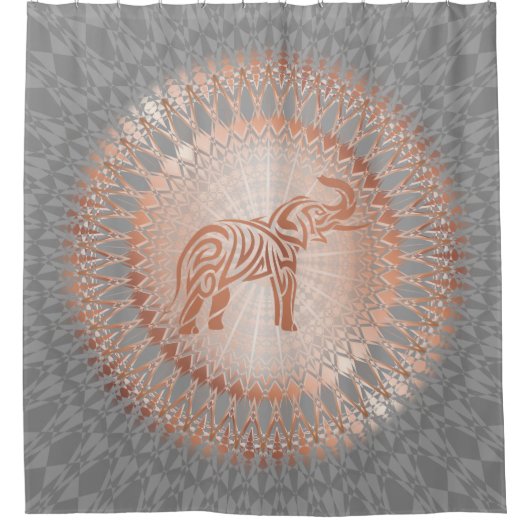 Rideaux De Douche Eléphant rose Gold Grey Mandala (Devant)