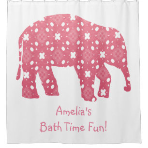 Rideaux De Douche Éléphant Rose Personnalisé 
