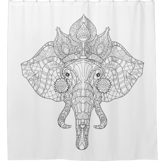 Rideaux De Douche Éléphant Zendoodle principal (Devant)