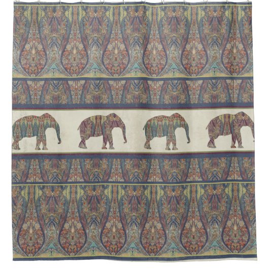 Rideaux De Douche Elephants Cachemire Motif Tribal Boho Bohemian (Devant)
