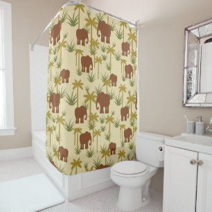 Rideaux De Douche Éléphants Et Palmiers Au Camouflage