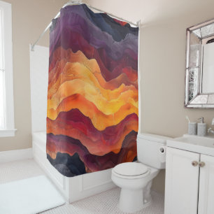 Rideaux De Douche Ember Strata – Couches Abstraits de Terre et de Fe