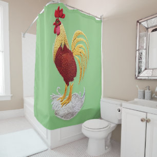 Rideaux De Douche Embroidery rooster - Embroidery traditional animal