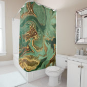 Rideaux De Douche Emerald Elegance : Gold Marble Luxe (En situation)