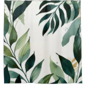Rideaux De Douche Emerald Green & Gold Botanical Shower Curtain (Devant)