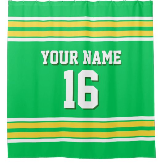 Rideaux De Douche Emerald Green Yellow White Stripes Sport Jersey (Devant)