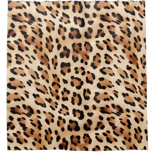 Rideaux De Douche Empreinte de léopard blanc Brown (Devant)