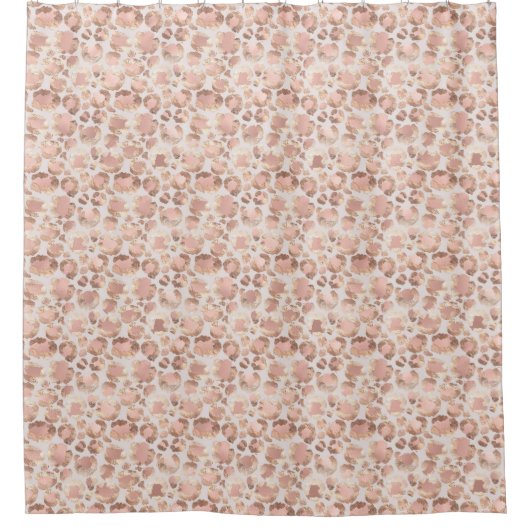 Rideaux De Douche Empreinte de léopard de verre rose (Devant)