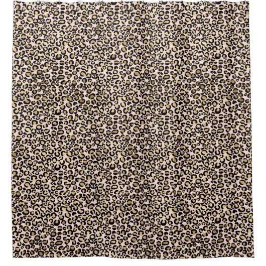 Rideaux De Douche Empreinte de léopard d'or rose (Devant)