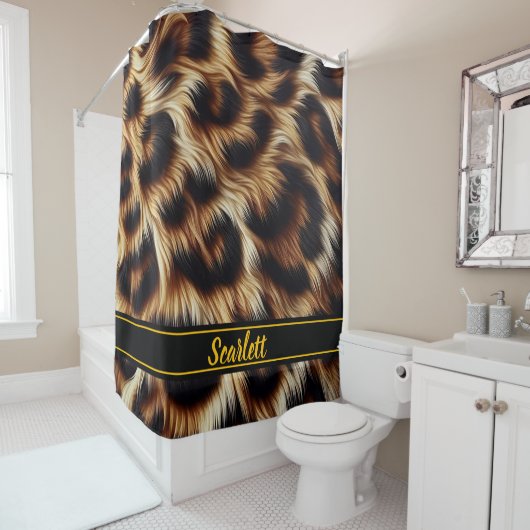 Rideaux De Douche Empreinte de léopard élégant (En situation)