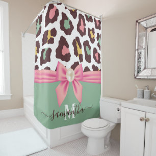 Rideaux De Douche Empreinte de léopard et Bow