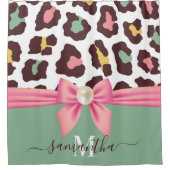 Rideaux De Douche Empreinte de léopard et Bow (Devant)