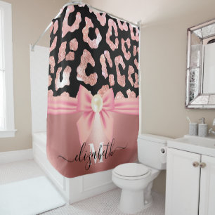 Rideaux De Douche Empreinte de léopard et Bow