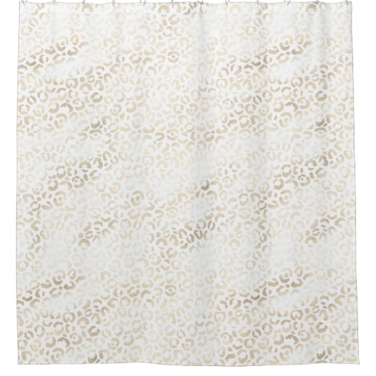 Rideaux De Douche Empreinte de léopard Gold Blanc (Devant)