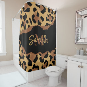 Rideaux De Douche Empreinte de léopard Monogramme mignon