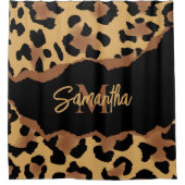 Rideaux De Douche Empreinte de léopard Monogramme mignon (Devant)